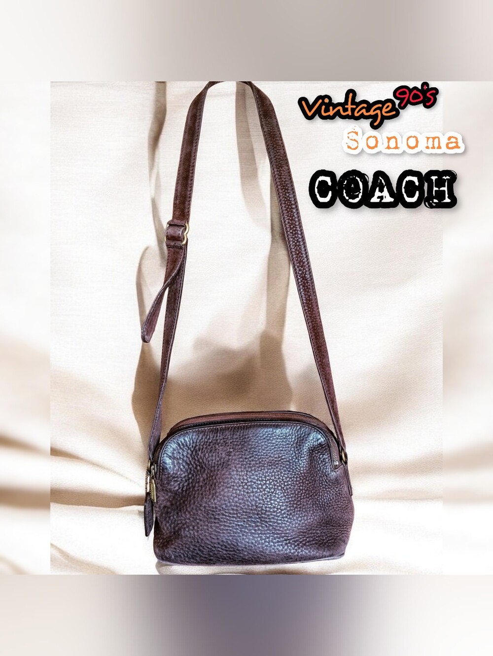 Vintage 90's Coach Sonoma Double Zip Pebbled Leather Bag F5B-4941